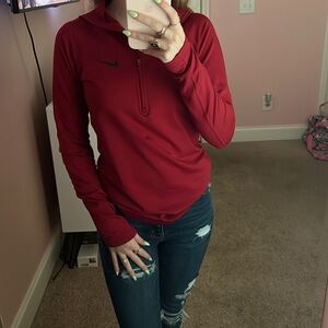 Nike Red Fitted Long Sleeve Sweatshirt